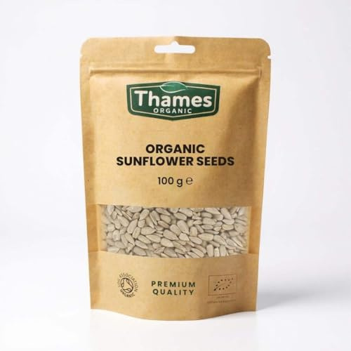 Organic Sunflower Seeds - Raw, Vegan, GMO-Free - No Additives or Preservatives - High in Vitamin E and Fiber, Source of Protein, Certified Organic - Thames Organic 100g
