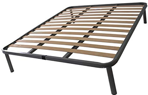 Somnus SANA - Rete Matrimoniale 160x190 Altezza 35 cm a doghe in Legno multistrato Ortopedica - Struttura in Acciaio con piedi - 100% Made in Italy