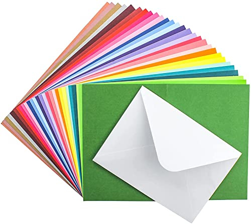 48 Pack Blank Folded Cards and Envelopes Colored Cards White Envelopes 5 x 7 Inch Colorful Greeting Cards 24 Assorted Colors Heavy Weight for Greeting,Invitation,Card Making