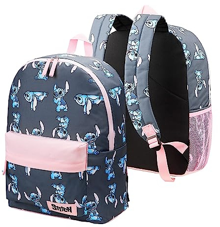 Disney Stitch Backpack for Girls Teens Rucksack School Bag for Primary Secondary Sports Travel PE Kit Daypack School Supplies Stitch Gifts for Girls (Navy/Pink)
