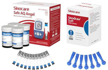 sinocare Blutzuckerteststreifen Set, Teststreifen Blutzucker 100, Safe AQ Angel Blood Sugar Test Strip zur Blutzucker-Kontrolle Blutzucker Messen (Safe AQ Angel Teststreifen 100)