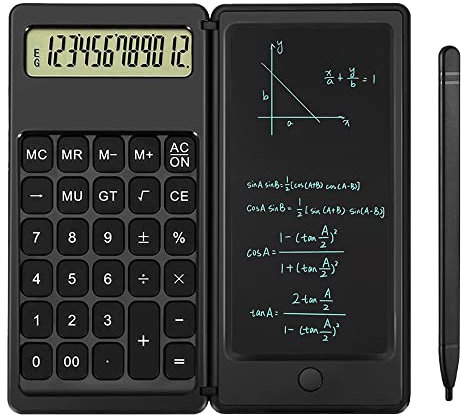 Skrivbordsräknare, skrivbordskalkylator med skrivplatta, premium skolmaterial för gymnasieelever (svart)