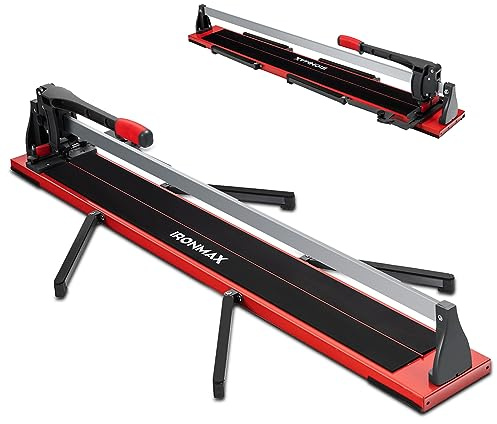 IRONMAX 48 inch Manual Tile Cutter, Professional Ceramic Tile Cutter Tools with Ergonomic Handle, Removable Scale, Adjustable Brackets, Porcelain Cutting Machine with Tungsten Carbide Cutting Wheel