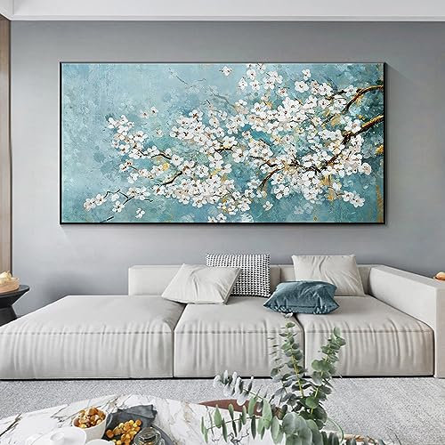 Dipinto A Mano Pittura A Olio,Quadri Su Tela 100% Dipinti A Mano Di Arte Contemporanea,Fiori Di Pruno Bianco Dipinto Fatto A Mano Senza Cornice Decorazioni Per Ufficio In Casa Pittura Di Arte Murale,