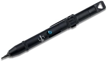 BÖKER PLUS® Tool Pen - Messer Bithalter mit Torx T6, T8, T9 & T10 doppelseitig - Alu Feinmechaniker Schraubendreher Set für Montage - Messer Taschen-Werkzeug mit Clip - Taktischer Bit-Stift schwarz