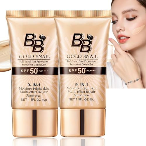 BB Cream Light SPF 50+ Gold Snail Sunscreen, Tinted Moisturizer for Face Women, Medium Coverage With SPF, Hydrating Foundation, Color Correcting (Natural)