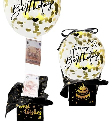 TNSLAND Scatola Sorpresa Scatola con Palloncini A Sorpresa Scatola Misteriosa con Palloncini Sorpresa Compleanno Scatola Sorpresa Regalo Regalo di Compleanno per La Famiglia E Gli Amici (Nero)