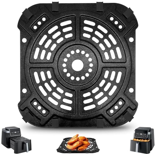 Placa de parrilla de la fritera de aire GWBSXM para la fritera de aire Ninja AF181 Pro XL 6 en 1 6.5 QT, 8.5 '' x 8.0 '' Accesorios de la fritera de aire Repuestos de bandeja con parachoques de goma