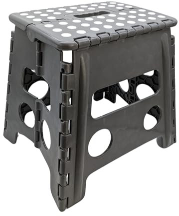 Hocker Tritthocker 29 x 22 x 32,5 cm faltbar für Erwachsene und Kinder bis 150 kg Klapphocker aus Kunststoff rutschfest und platzsparend mit praktischem Tragegriff & HLKauf-Block