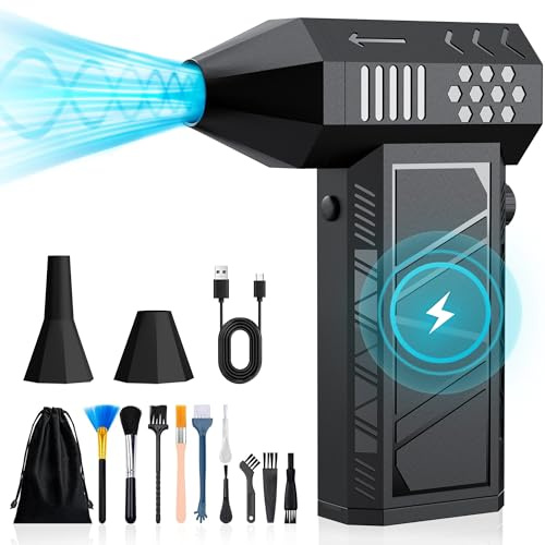 Rolphood Compressed Air Duster, 130000RPM Electric Air Duster, Powerful Air Pump for Inflatables,8000mAh Leaf Blower/Snow Blower/Car Duster 11