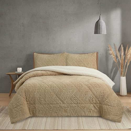 NH NOVOTEXTIL HOGAR Edredón Invierno Sherpa Cama 150 (250x260) Extra Grueso 560gr/m2 Efecto Borreguito - Edredón Suave, Cálido y Transpirable con 2 Fundas Almohada (50x70) (Helsinki)