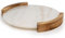 Bredemeijer großes rundes Serviertablett Ø 35 cm - Tablett aus Marmor mit 2 seitlichen Holzgriffen - ideal zum Servieren von Getränken und Snacks