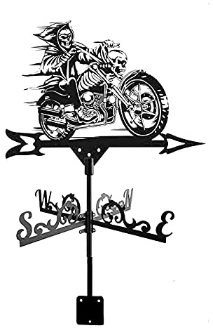 Veleta de metal, indicador de dirección del viento, herramientas de medición de acero inoxidable, paleta de viento duradera con revestimiento para adorno de jardín y patio (motocicleta)