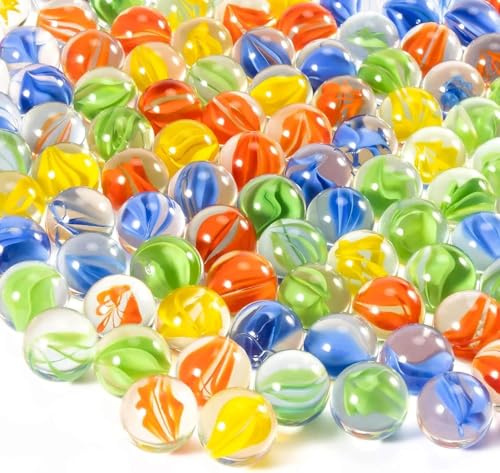 VOSSOT 100 biglie di vetro da 14 mm, biglie coraggiose, sfere grandi per la famiglia, la scuola e l'esterno - Decorazione versatile con sfere di vetro per vasi, acquari, progetti fai da te