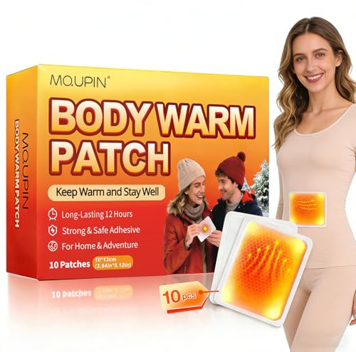 MQUPIN Paquete de 10 parches térmicos ultrafinos para espalda, cuello, hombros, almohadillas térmicas autoadhesivas activadas por aire