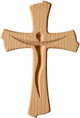 Kaltner Präsente Geschenkidee - Holzkreuz Wand Echtholz Buche Holz Kreuz Kruzifix für die Wand modern (Höhe 20 cm)