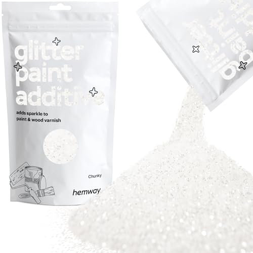 White Iridescent Glitter Paint Additive Chunky 100g for Adding Sparkle to Paints & Varnish | Paint Walls Sparkly Add to Emulsion, Acrylic or Lacquer Indoor | Hemway