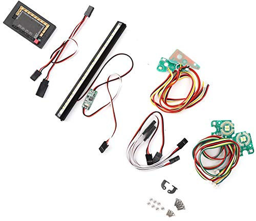Drfeify RC Car Light Kit, RC Car Light Set 1 Roof Light +3 Light Connection Cable + 1 Light Controller + 4 Front Rear Light Group Compatible with TRX4 RC Model Car