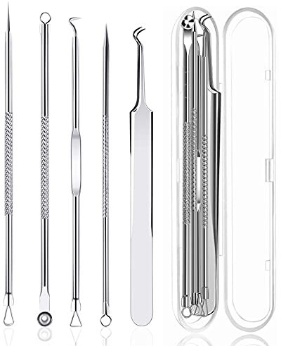 LeFeirr Tire Comedon Point Noir Extracteur de Comédons Perce Bouton Blackhead Remover Set, Aiguille,Acier inoxydable