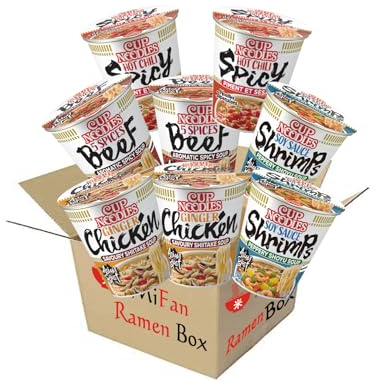 MiFan Ramen Box - 8 pz Cup Ramen Noodles Istantaneo Vari Gusti - Facile da Preparare, Gustoso, Ideale per Viaggi e Attività Outdoor