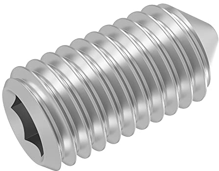 SECCARO Vite di pressione con punta M6 x 12 mm, acciaio inox V2A VA A2, DIN 914 / ISO 4027, esagono incassato, 20 pezzi