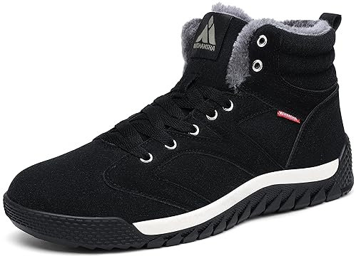 Mishansha Herren Winterschuhe Warm Gefüttert Schneestiefel Winter Outdoor Boots Winterstiefel rutschfest Stiefelette Mann, Schwarz 41 EU