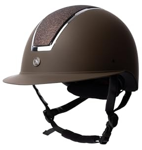 Horze Damen Reithelm Monarch Metallic Glitzer, CE EN 1384:2023, größenverstellbarer Reiterhelm, Braun, 55/57
