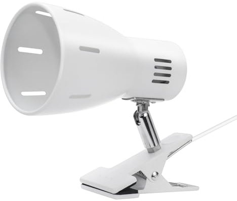 Milpoel Klemmleuchte, Verstellbare Schreibtischlampe mit E27-Fassung, Klemmlampe für Lesen im Bett, Arbeiten und Lernen, Schlankes und Leichtes Design, E27-Birne Separat Erhältlich (Weiß)