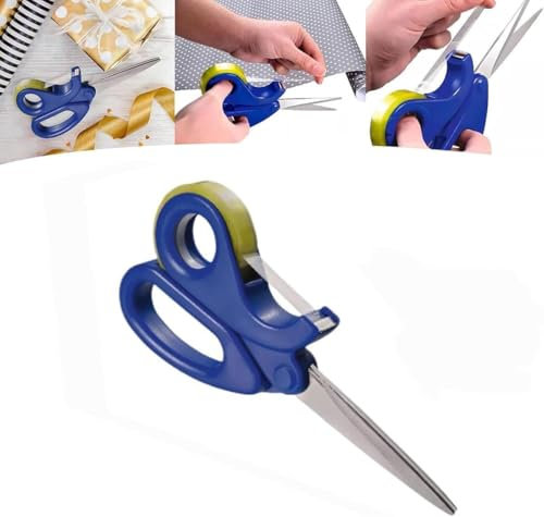 Klebebandabroller, scharfe 2-in-1-Schere mit Klebebandabroller, Schere und integriertem transparentem Klebeband, Desktop-Klebebandabroller für Geschenkverpackungen
