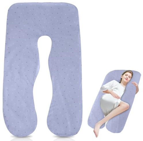 Funda de almohada de embarazo, 150 x 80 cm, en forma de J, funda para almohada para dormir de lado, almohada de algodón extraíble, lavable a máquina, funda de repuesto para adultos, cojín de lactancia