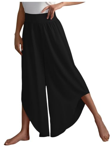 Jupe Culotte Femme Décontractée Longue Taille Elastique Chic Large Jupe Culotte Été Léger Fluide Pantalon Ample Pantalons pour Yoga & Sport