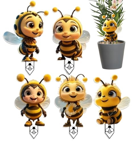 Piquets de Cour pour décorations – Piquets décoratifs en Acrylique 2D pour en Forme d'abeille | Adorable décoration d'art d'extérieur, Jolie décoration de pelouse pour Pots de Fleurs, Ferme