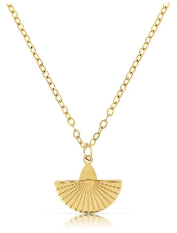 Made by Nami Boho-halsband dam guld med solhänge av kirurgiskt rostfritt stål, 40 + 5 cm, guldkedja, dam, vattentät och allergivänlig