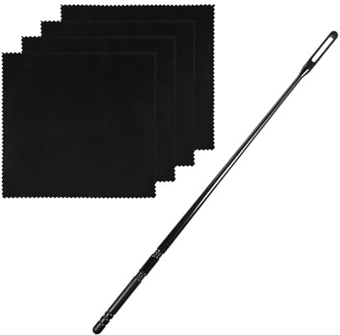 Flute Cleaning Kit, 4 Pcs Flute Cleaning Cloth and Flute-Cleaning-Rod Flutes Polishing Cloths & Swabs Flutes Accessories (Black, 15x15cm)
