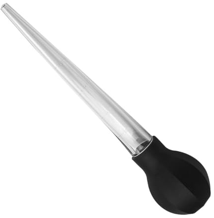 Housoutil Turkey Baster Pump with Black Rubber Bulb, Octagonal Handle Liquid Transfer Tube for Cooking and Barbecue, Seasoning Injector Tool for Roasting Meat and Turkey