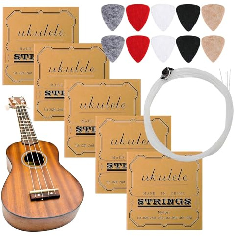 Ukulelensaiten-Set – 5 Ersatz-Nylonsaiten, enge Passform, Reparatur, Anfänger, Profis, Musikliebhaber, Hobbyisten, Amateure, Konzerte, Festivals, Studio-Party-Fans