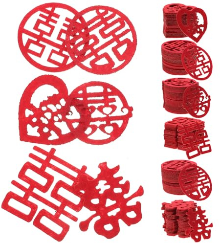 ULTECHNOVO 120 Pezzi Coriandoli Decorativi per Matrimonio Cinesi, Coriandoli Sparsi per Tavoli Festa Nozze, Mini Doppio Xi 5 Cm, Decorazioni Tradizionali per Cerimonie e Stile Stile Casuale