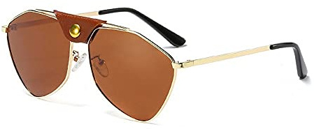 Gafas de Sol Mujeres, remacha de Cuero Gafas de Sol polarizadas Damas Mirror Azul Reflectante