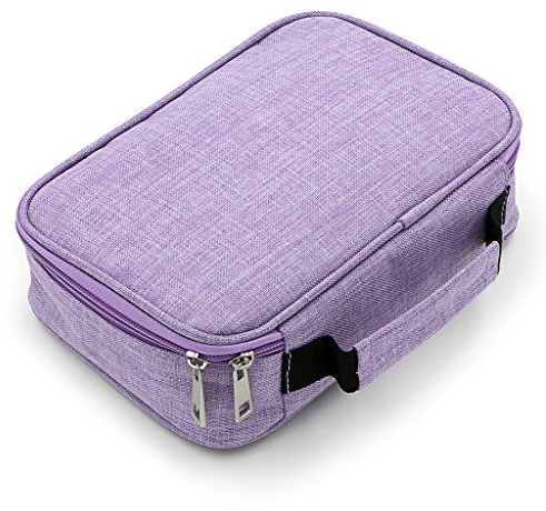 IGNPION Large Pen Pencil Case Stationery Pouch Bag Case for School/College/Uni.- Sleeve Detachable for Flexible Use (Purple)