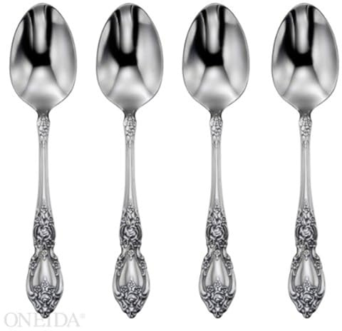 Oneida Wordsworth Everyday Flatware Dinner Spoons 18/0 Stainless Steel, Set of 4, Silver