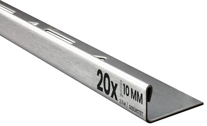 20x L-Profil Edelstahlschiene Fliesenprofil Fliesenschiene Edelstahl V2A L250cm 10mm gebürstet