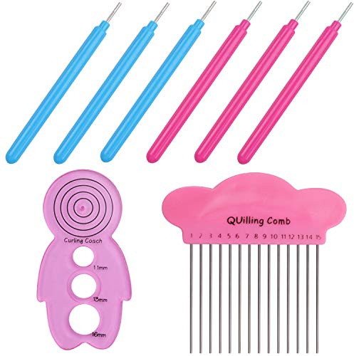 Paper Quilling Tool Set, 6 Pieces Paper Quilling Slotted Tools 1 Piece Quilling Curling Coach and 1 Piece Quilling Comb for Art Craft DIY Paper Project