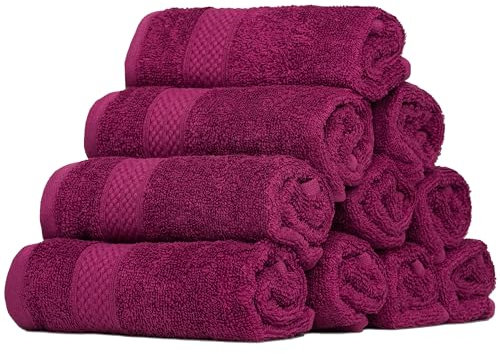 Brielle Handtuch-Set aus 100% Baumwolle - 10er Set Gästehandtücher, 30x50 cm, Baumwolle Sehr saugfähige Gästetücher für das Badezimmer, Gästetuch in Hotel- & Spa-Qualität, Packung mit 10, Lila Farbe