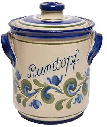 Steinzeug-Schmitt Rumtopf Serie Flora Deutsche Qualität (Inhalt 5 Ltr. - Grün-Blau)