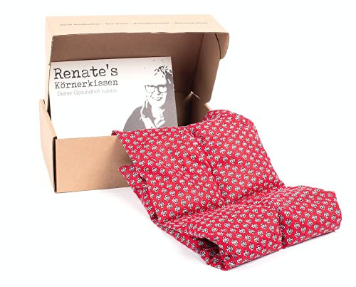 Exklusiv Renate’s Körnerkissen - Baumwoll-Wärmekissen - Mikrowelle - Größe L (ca. 60x20cm) mit Bio-Weizen - Erstklassige Wärme im Winter - für große Menschen - Geschenkidee