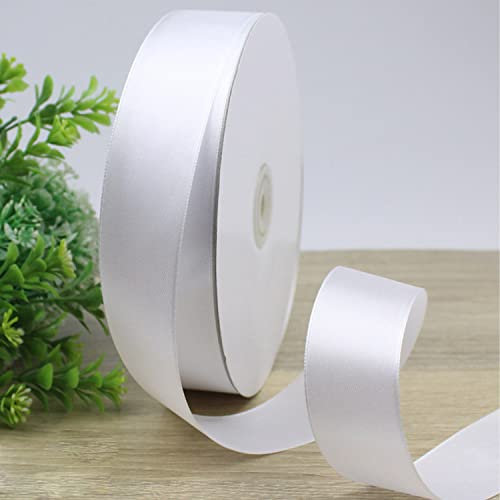 CC wonderland zone Satinband Weiss 91m x 25mm Dekoration Geschenkband,Weiß Schleifenband Dekoband Stoffband für Hochzeit