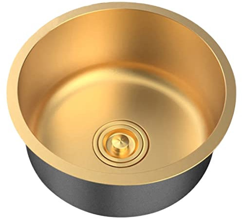 Küchenspülen Waschbecken Aus Edelstahl In Gold Kleines Rundes Waschbecken Küchenspüle Zu Hause RV Bar Waschbecken Einweihungsparty Und Neues Waschbecken (Color : Gold, S : 42 * 42 * 21cm)