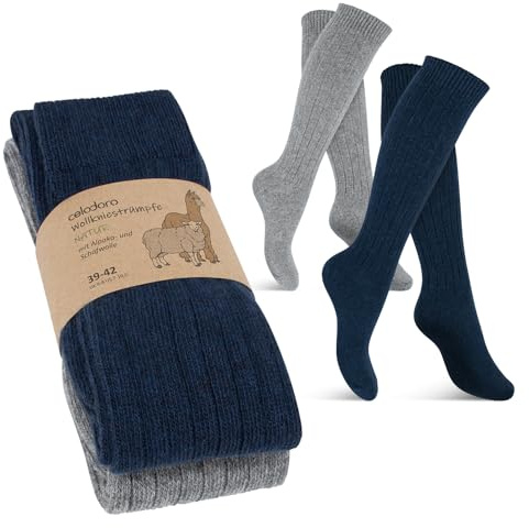 Celodoro Lot de 2 paires de chaussettes en laine d'alpaga pour homme et femme, 39-42
