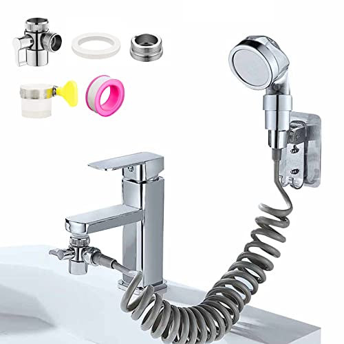 Misvayli Basin Handheld Shower Kit, Filter Filtration Shower Head Sink Faucet Hose Sprayer External Handheld Shower Head Set Attachment Bathroom Sink Hose Sprayer for Hair Washing, Pet Showering