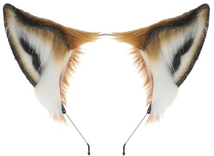 Dodheah Fuchs Wolf Ohren Stirnband Haarschmuck Katzenohren Haarreif Halloween Weihnachten Kostüm Anime Cosplay Damen Braun
